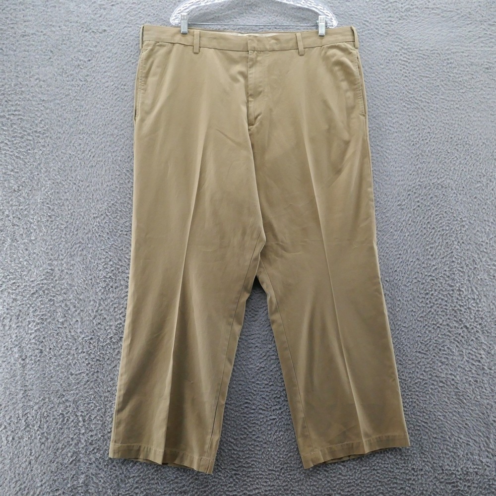 Bob Timberlake Mens‎ Khaki Chino Pants Tan 42x30 Flat Front 100% Cotton Twill